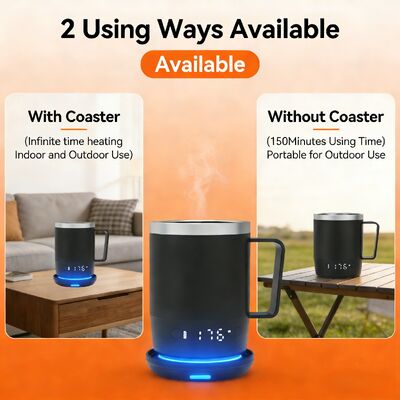 휴대용 스테인리스 스틸 LED 디지털 온도 조절 자가 발열 커피 머그 공장 설계 스마트 커피 머그