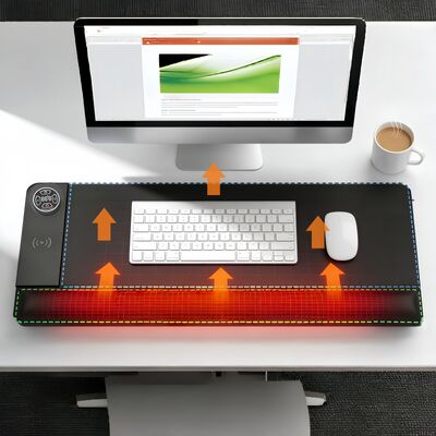 커스터마이징 과열 보호 무선 충전 및 손목 휴식과 함께 가열 마우스 패드 지능형 가열 마우스 패드