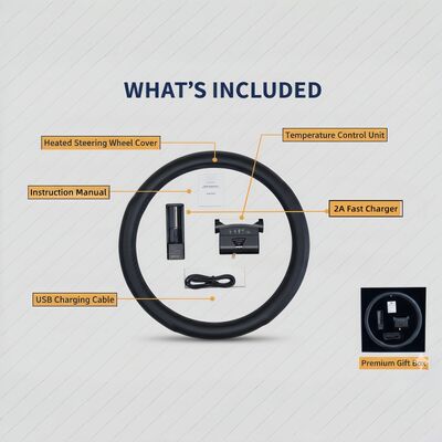 도매 그래핀 열선 스티어링 휠 커버 빠른 가열 가죽 과열 방지, 미끄럼 방지 그립 세트