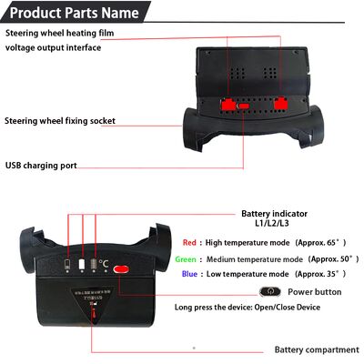 도매 그래핀 열선 스티어링 휠 커버 빠른 가열 가죽 과열 방지, 미끄럼 방지 그립 세트