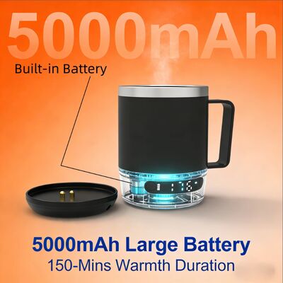 도매 휴대용 자체 난방 머그잔 5000 MAh 배터리 18온스 커피 따뜻한 충전식 자체 난방 여행 머그잔 사무실