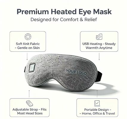 온열 눈 마스크, 초극세사 PU 전기 온열 눈 마스크 35-55℃ 조절 가능한 온도, 1000mAh 충전식 휴대용 가열 눈 마스크 눈의 피로 완화, 여행 사무실 가정 학교 사용