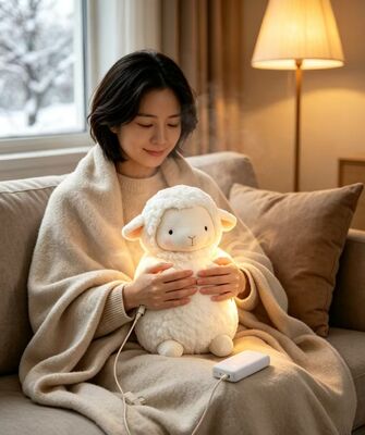 따뜻한 양 충전식 손난로, 3단계 40-50-60℃ 조절 온도, 6-8시간 지속 휴대용 포켓 히터, 실내외 사용을 위한 폴리에스터 섬유 겨울 난방 선물