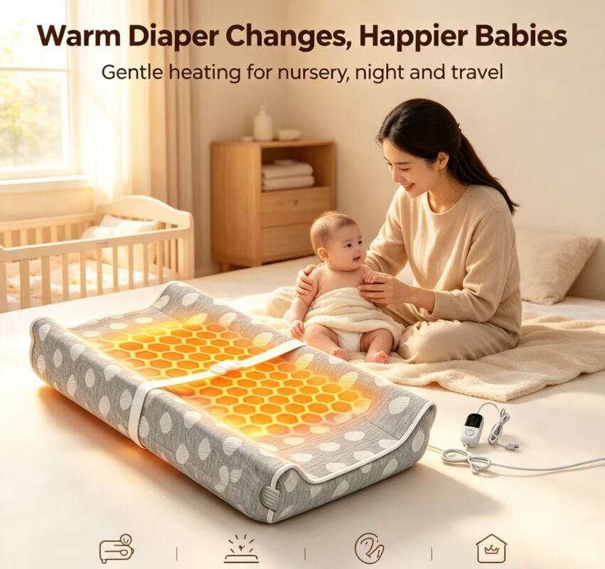 Custom Heated Baby Changing Pad, OEM ODM Supported | Custom Size & Color Heated Diaper Changing Mat with Safety Temperature Control