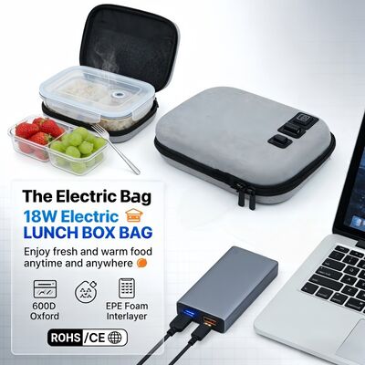 USB 전원으로 작동하는 슬림하고 휴대 가능한 음식 가열 가방, 납작한 파우치, 도시락, 샌드위치용 충격 방지 하드 쉘