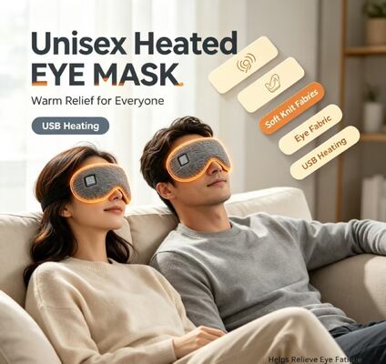 남녀공용 온열 눈 마스크, USB 충전식 부드러운 니트 원단 온열 눈 마스크, 온도 조절 온찜 눈 마스크로 눈의 피로 완화 (남성 여성 홈 오피스 여행용)