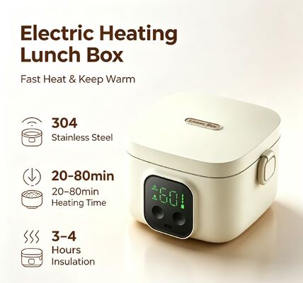 USB 전기 온열 도시락, 304 스테인리스 스틸 휴대용 음식 보온기, 500ml 조절 가능한 온도 음식 가열 용기, 피크닉 캠핑 로드 트립용 3-4시간 보온
