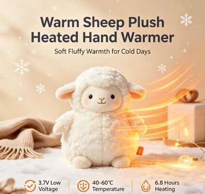 따뜻한 양 충전식 손난로, 3단계 40-50-60℃ 조절 온도, 6-8시간 지속 휴대용 포켓 히터, 실내외 사용을 위한 폴리에스터 섬유 겨울 난방 선물