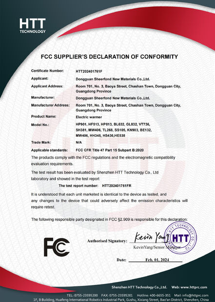중국 Dongguan Sheerfond New Materials Co., Ltd. 인증